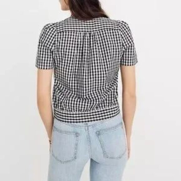 Madewell Short-Sleeve Wrap Top in Gingham Check S - Picture 4 of 13